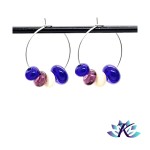 Boucles d' Oreilles Créoles Perles Verre Filé Murano - Bleu - Violet - Beige
