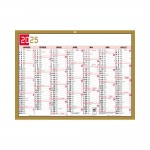 Calendrier Mural 2025 13 Mois - 22 x 29.5 cm - Rouge Noir Or