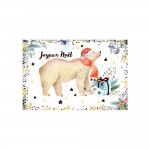 Carte De Voeux - Joyeux Nol Dessin Ours Blanc Dcor Brillant Rouge