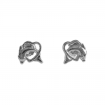 Boucles d'oreilles Clous Argent 925 Rhodi Coeur Dauphin 9mm