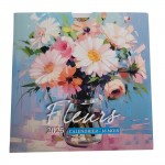 Calendrier Mural Mensuel 2025 - 12 Mois - 16.5 x 16.5 cm - Fleurs